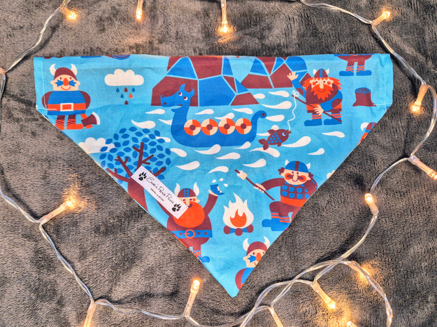 Blue Viking Design Over The Collar Pet Bandana