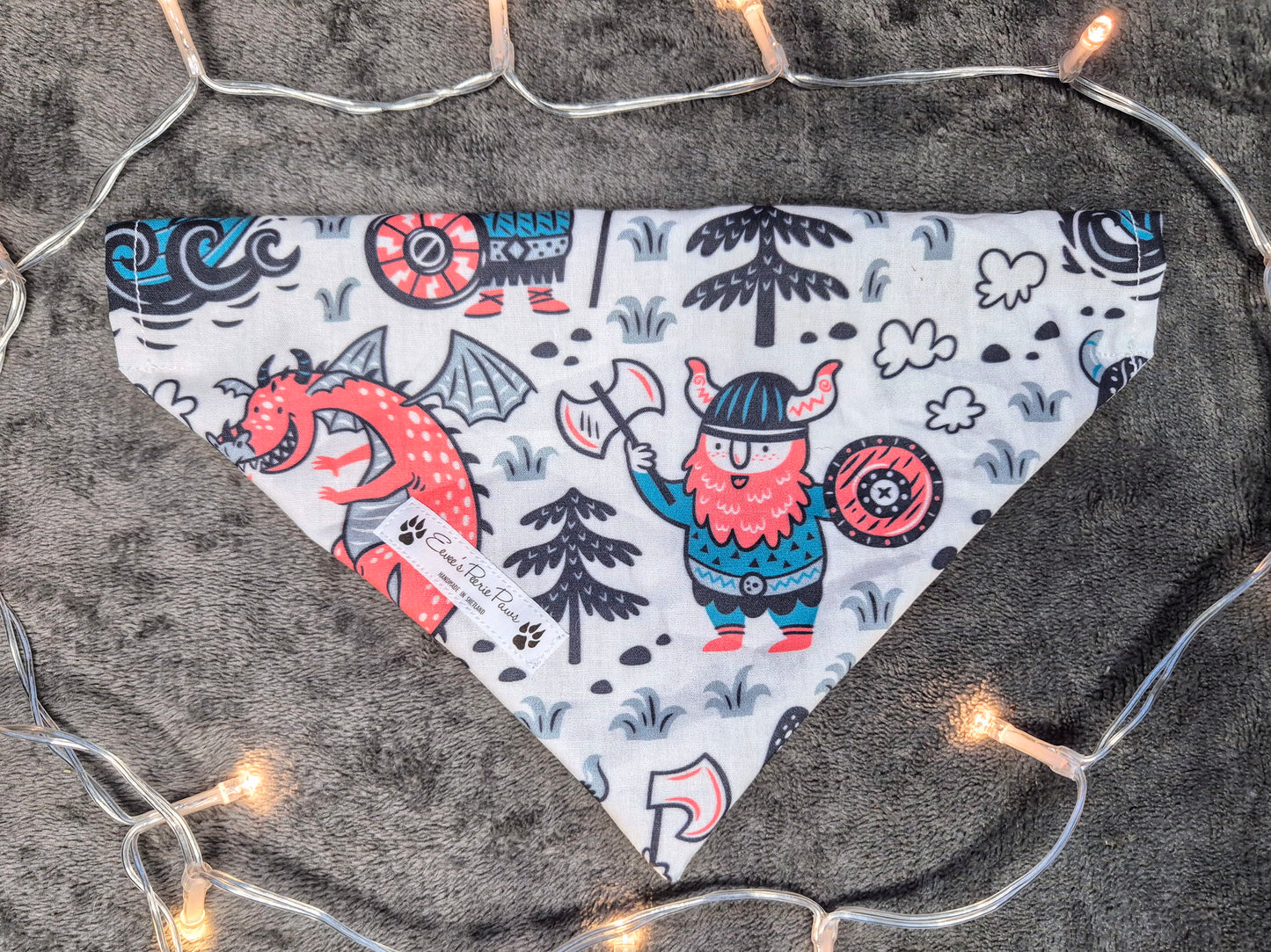White and Red Viking Design Over The Collar Pet Bandana