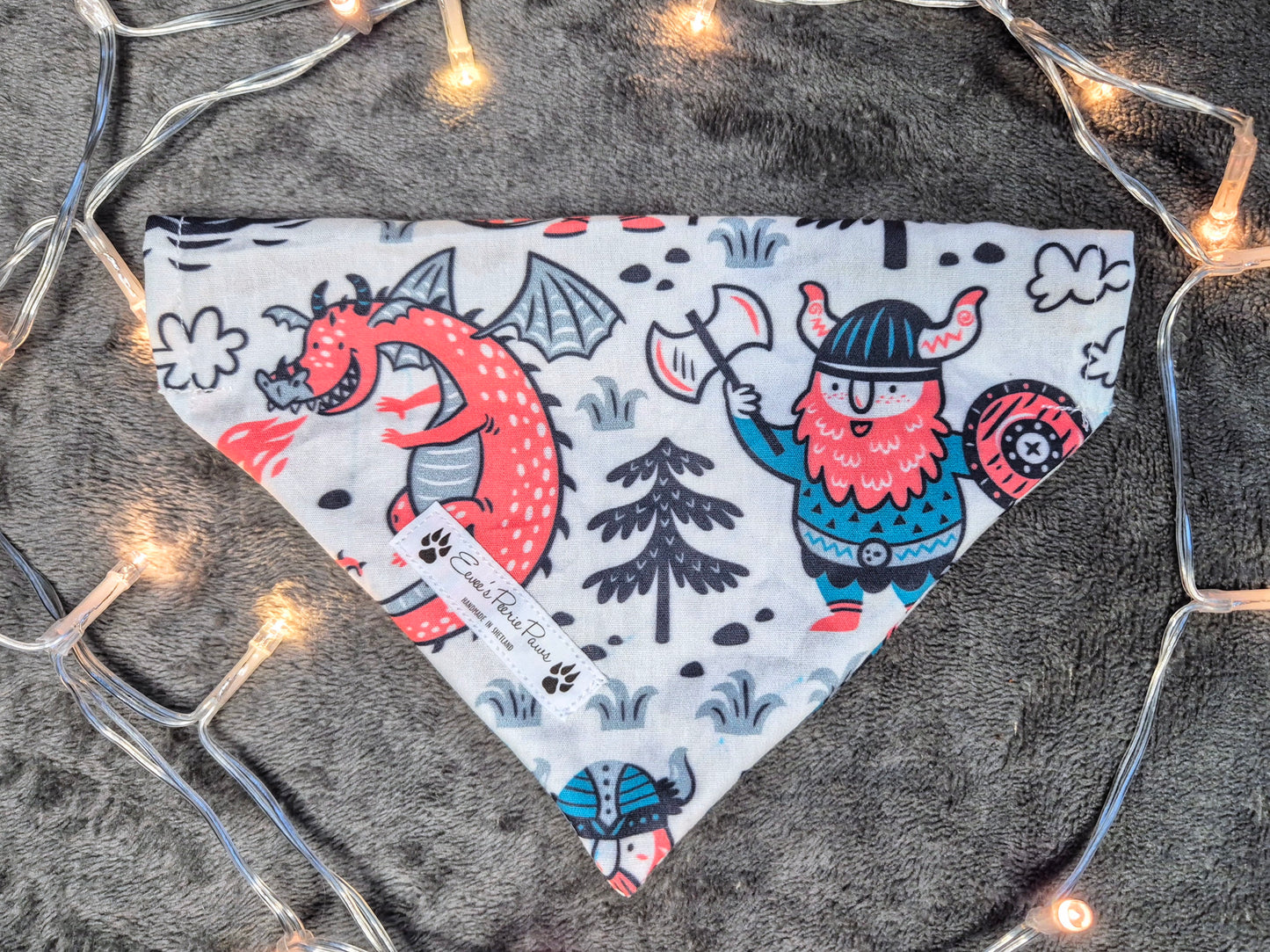 White and Red Viking Design Over The Collar Pet Bandana