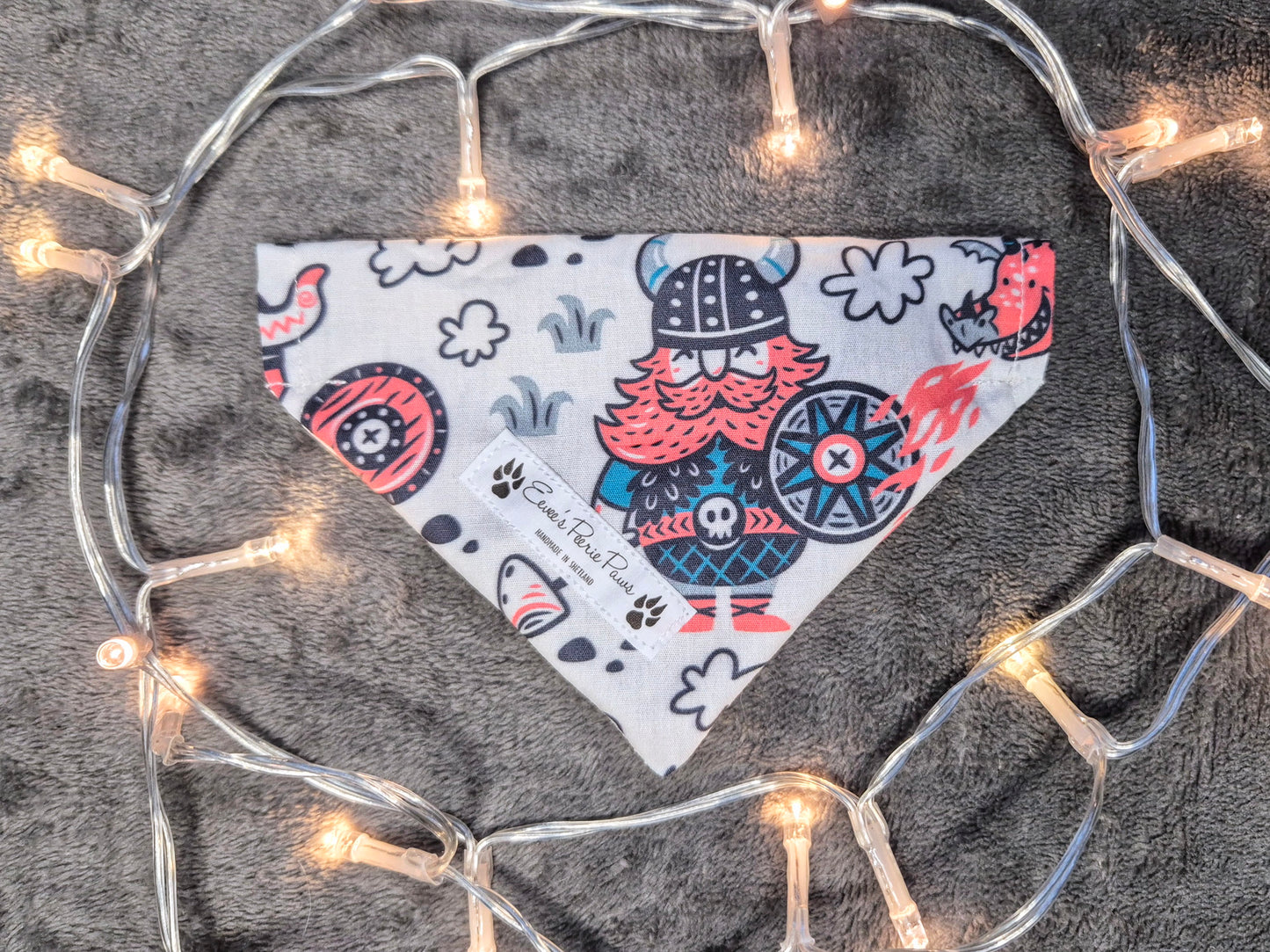 White and Red Viking Design Over The Collar Pet Bandana