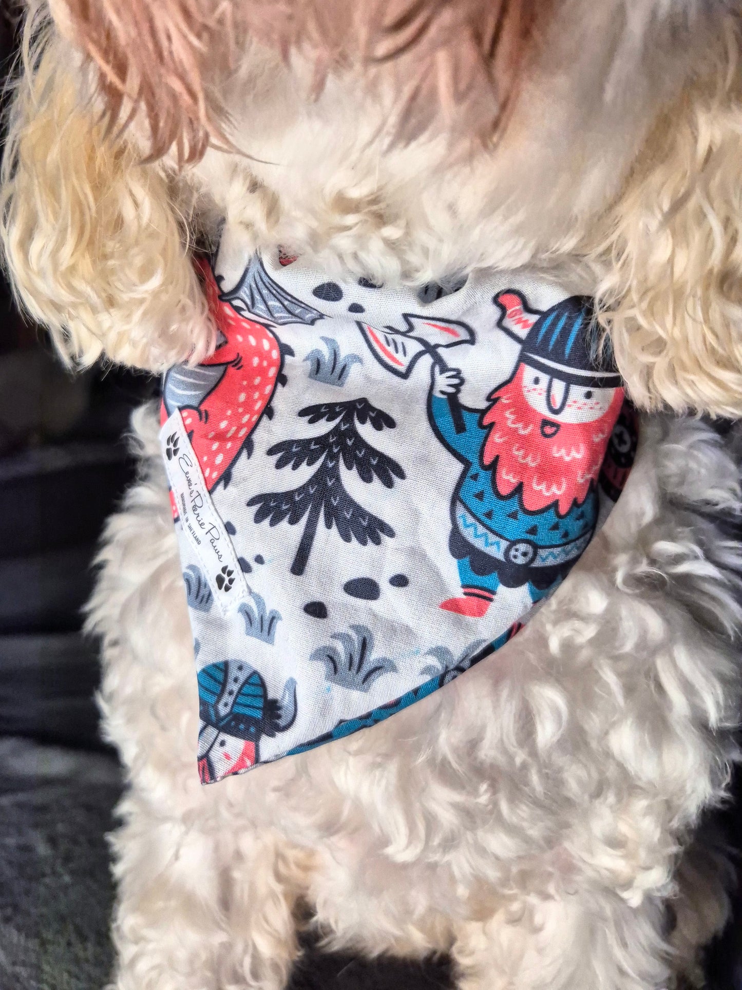 White and Red Viking Design Over The Collar Pet Bandana