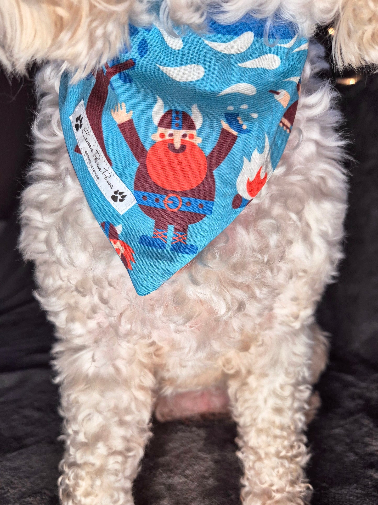 Blue Viking Design Over The Collar Pet Bandana