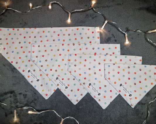 Colourful Paw Print Design Over The Collar Pet Bandana - Tester