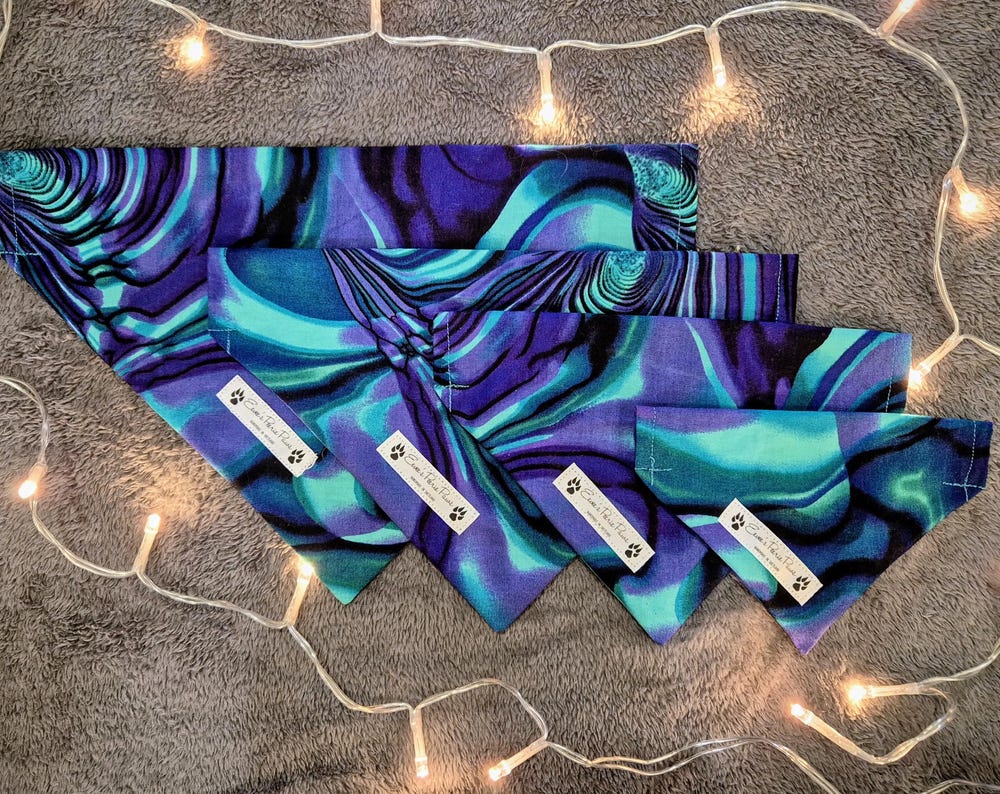 Blue and Purple Marbled Design Over The Collar Pet Bandana