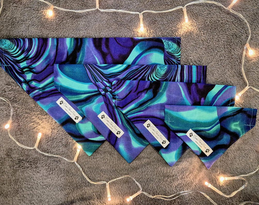 Blue and Purple Marbled Design Over The Collar Pet Bandana