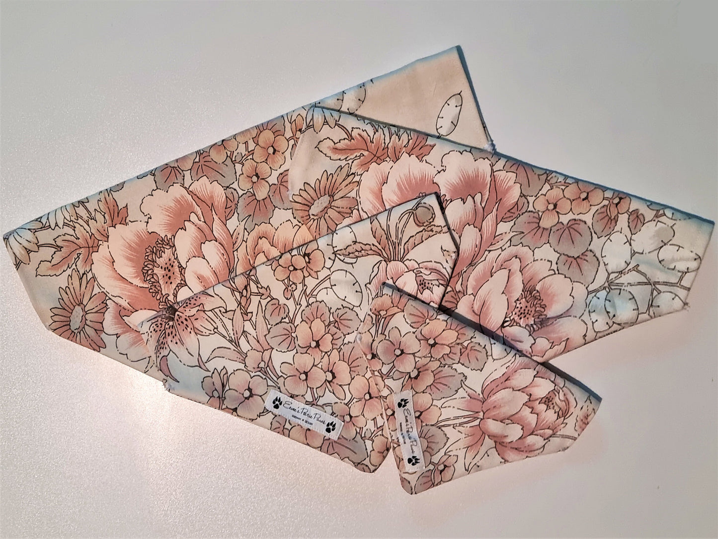 Pink Flower Design Over The Collar Pet Bandana - Tester