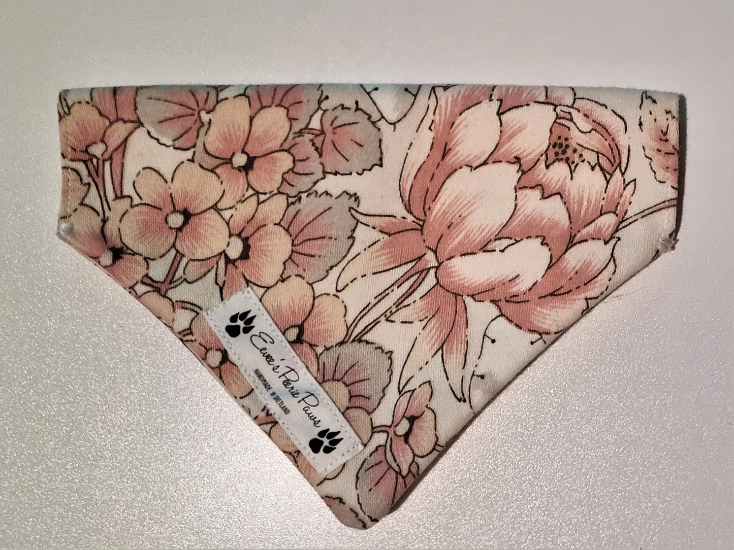 Pink Flower Design Over The Collar Pet Bandana - Tester