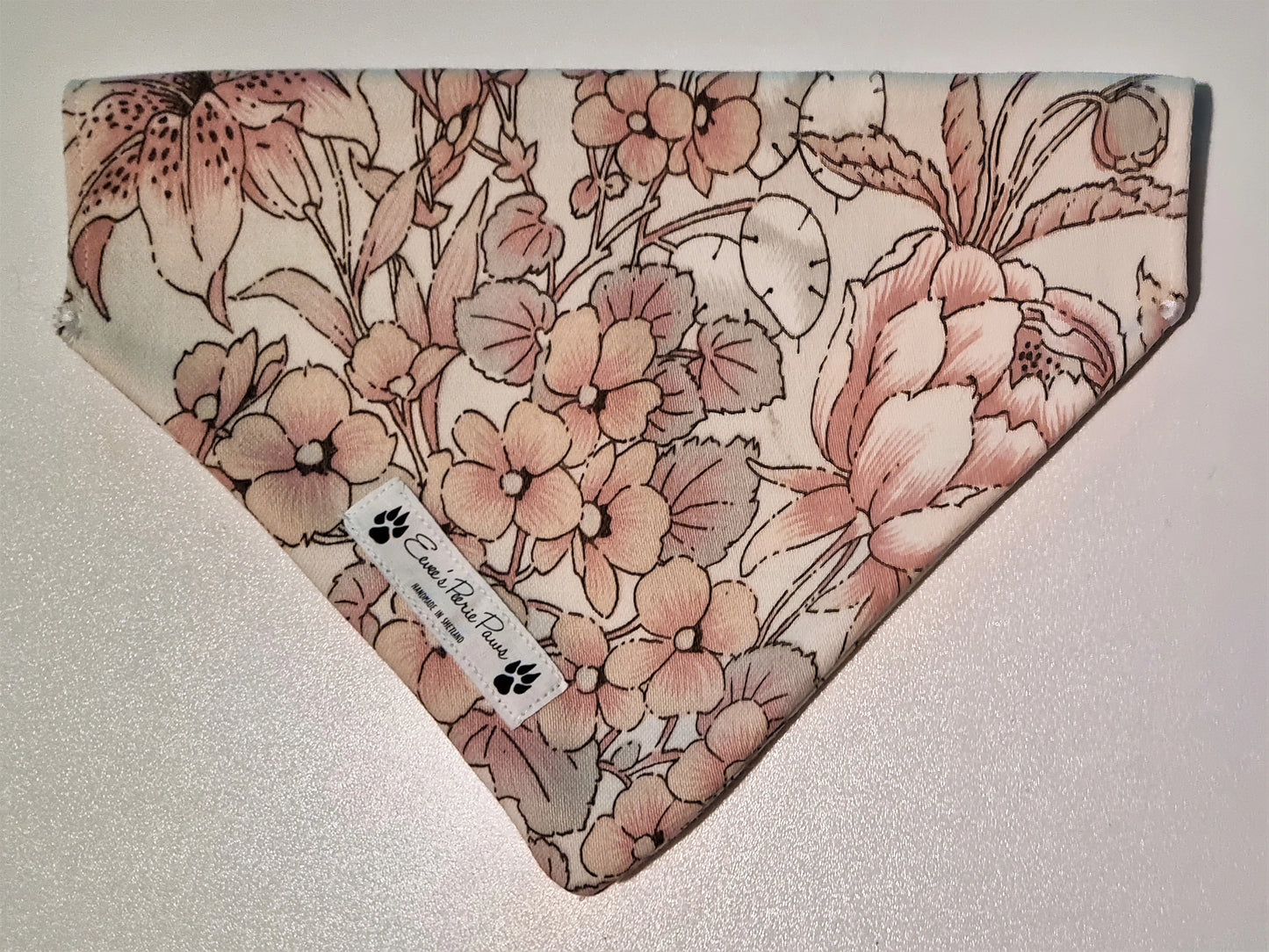 Pink Flower Design Over The Collar Pet Bandana - Tester