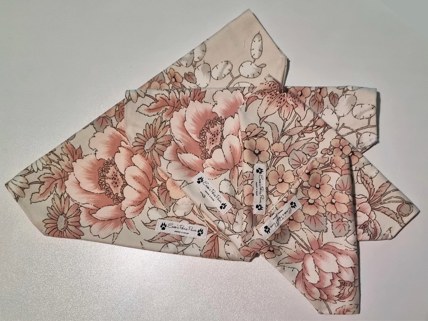 Pink Flower Design Over The Collar Pet Bandana - Tester