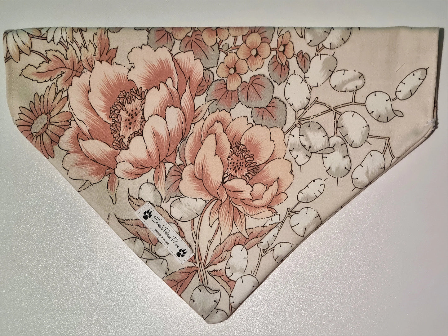 Pink Flower Design Over The Collar Pet Bandana - Tester