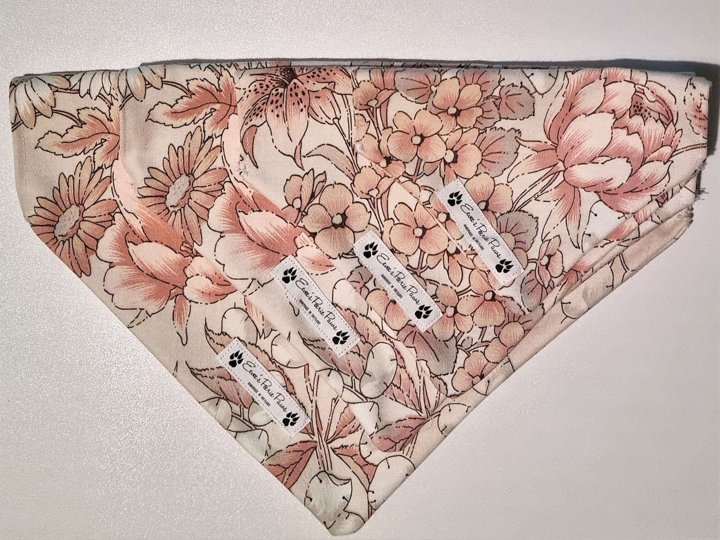 Pink Flower Design Over The Collar Pet Bandana - Tester