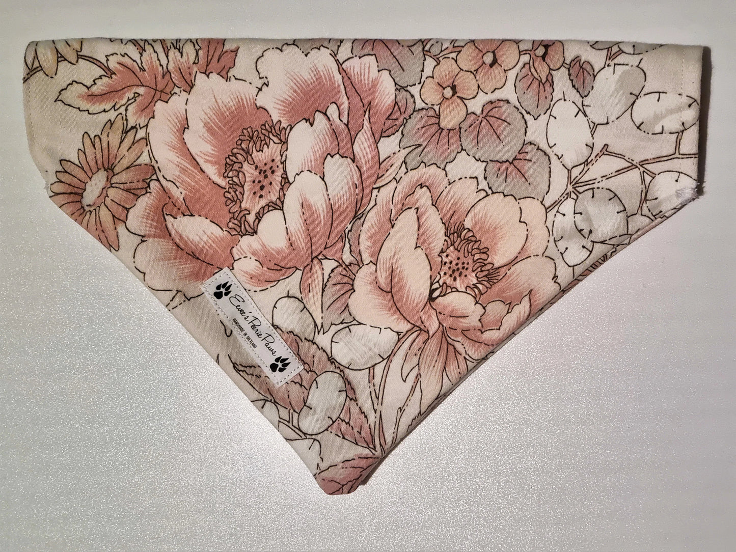 Pink Flower Design Over The Collar Pet Bandana - Tester