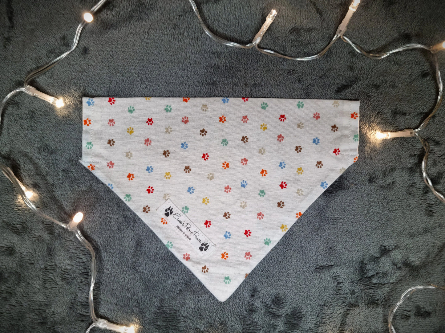 Colourful Paw Print Design Over The Collar Pet Bandana - Tester