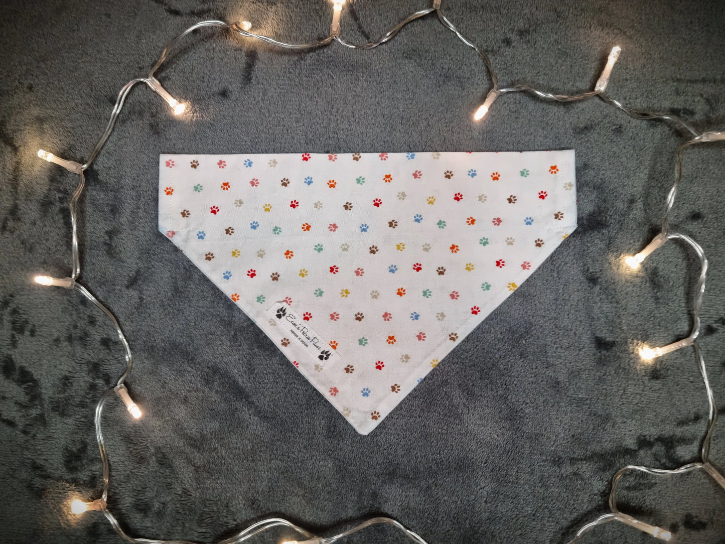 Colourful Paw Print Design Over The Collar Pet Bandana - Tester