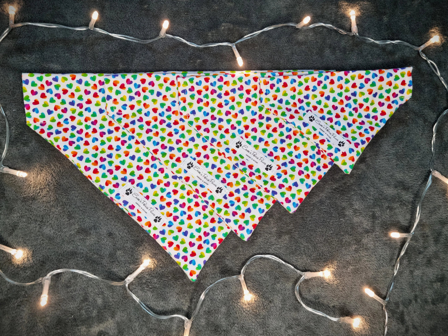 Rainbow Hearts Design Over The Collar Pet Bandana