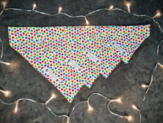 Rainbow Hearts Design Over The Collar Pet Bandana
