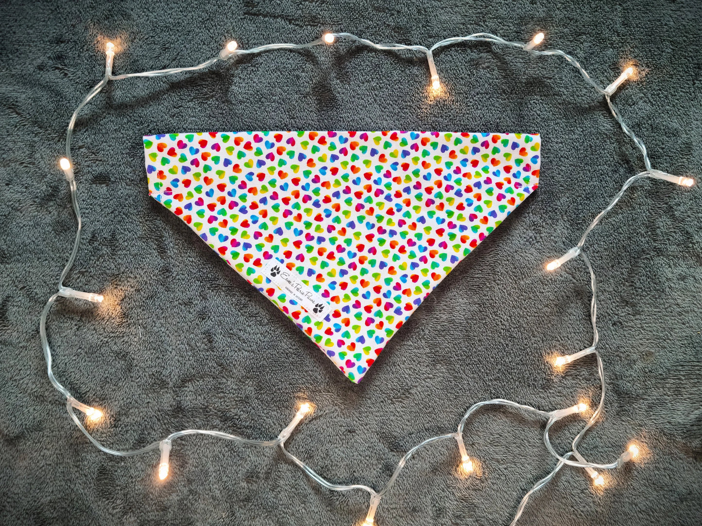 Rainbow Hearts Design Over The Collar Pet Bandana