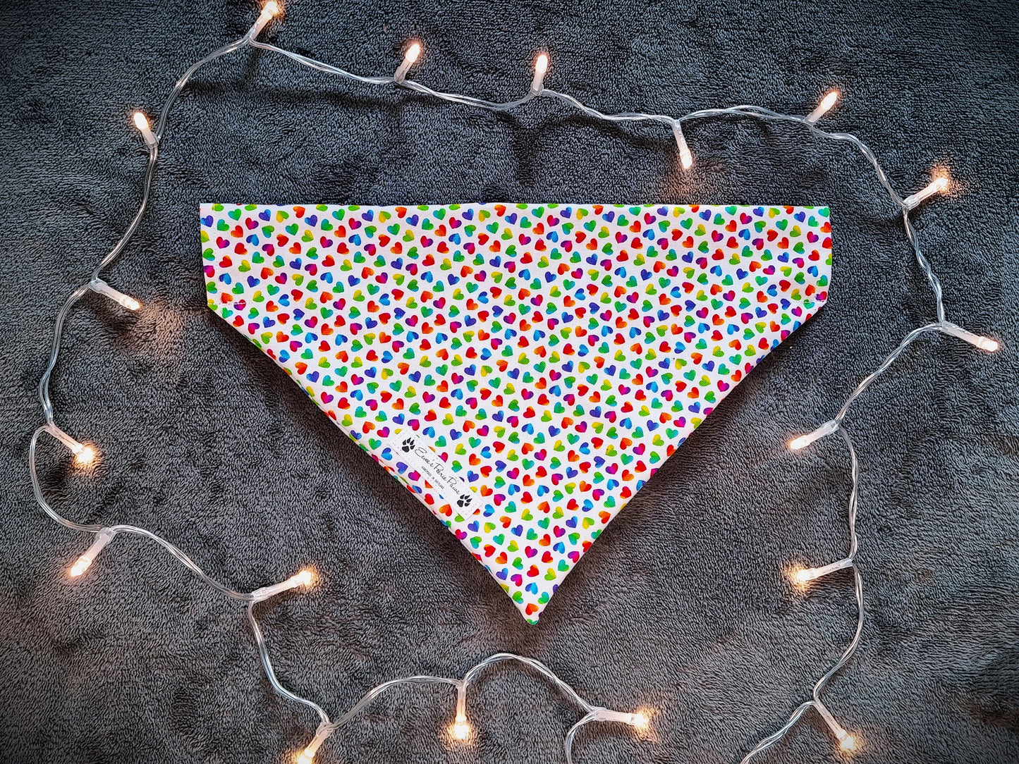 Rainbow Hearts Design Over The Collar Pet Bandana