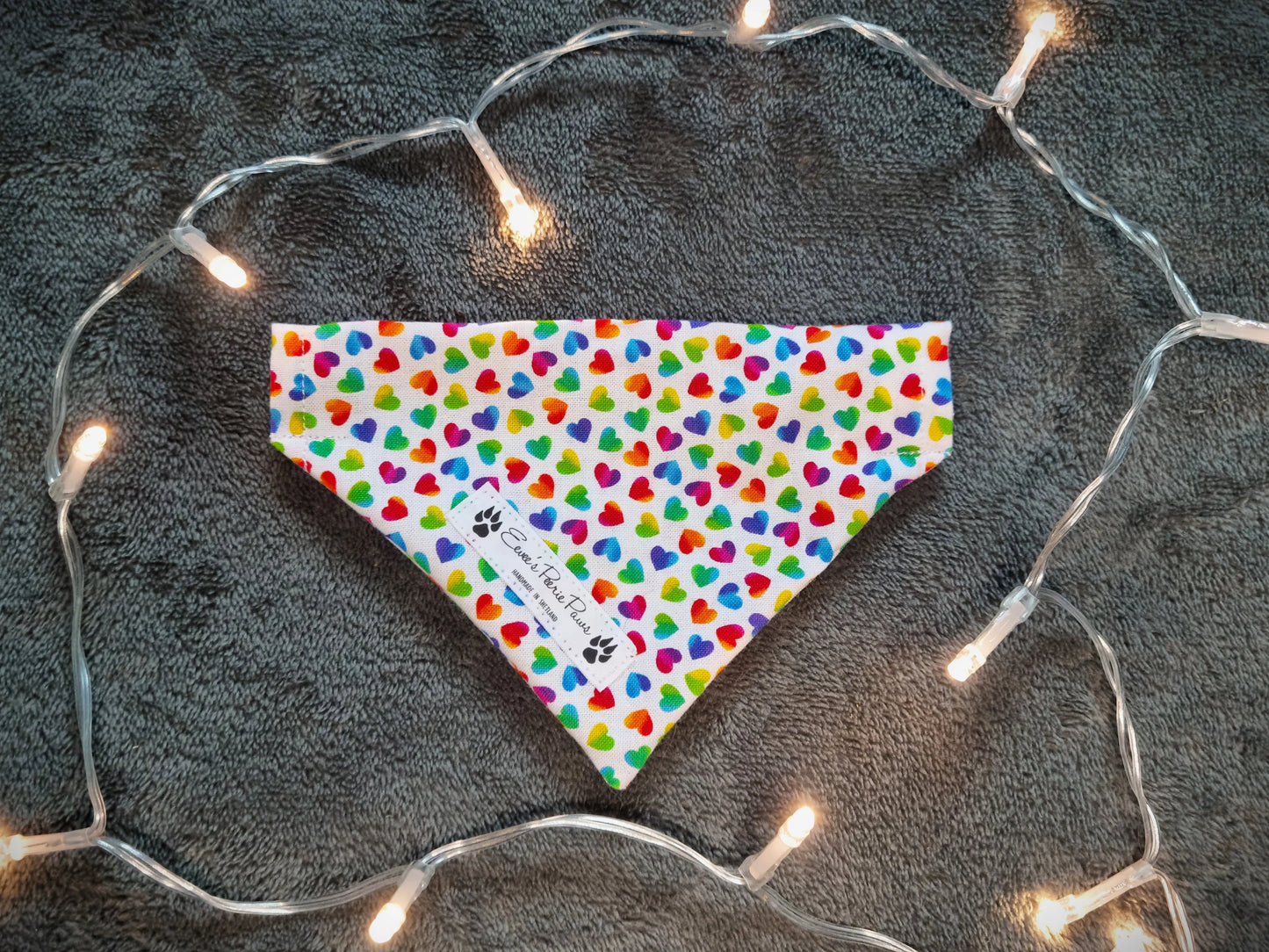 Rainbow Hearts Design Over The Collar Pet Bandana