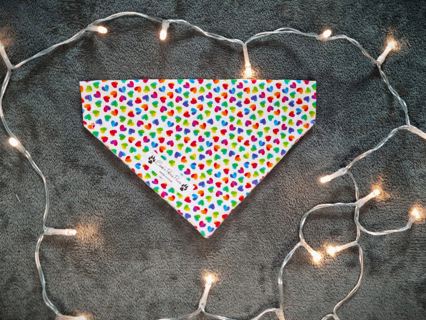 Rainbow Hearts Design Over The Collar Pet Bandana
