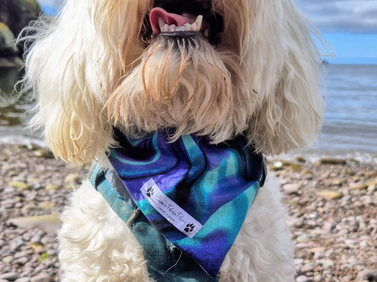 Blue and Purple Marbled Design Over The Collar Pet Bandana
