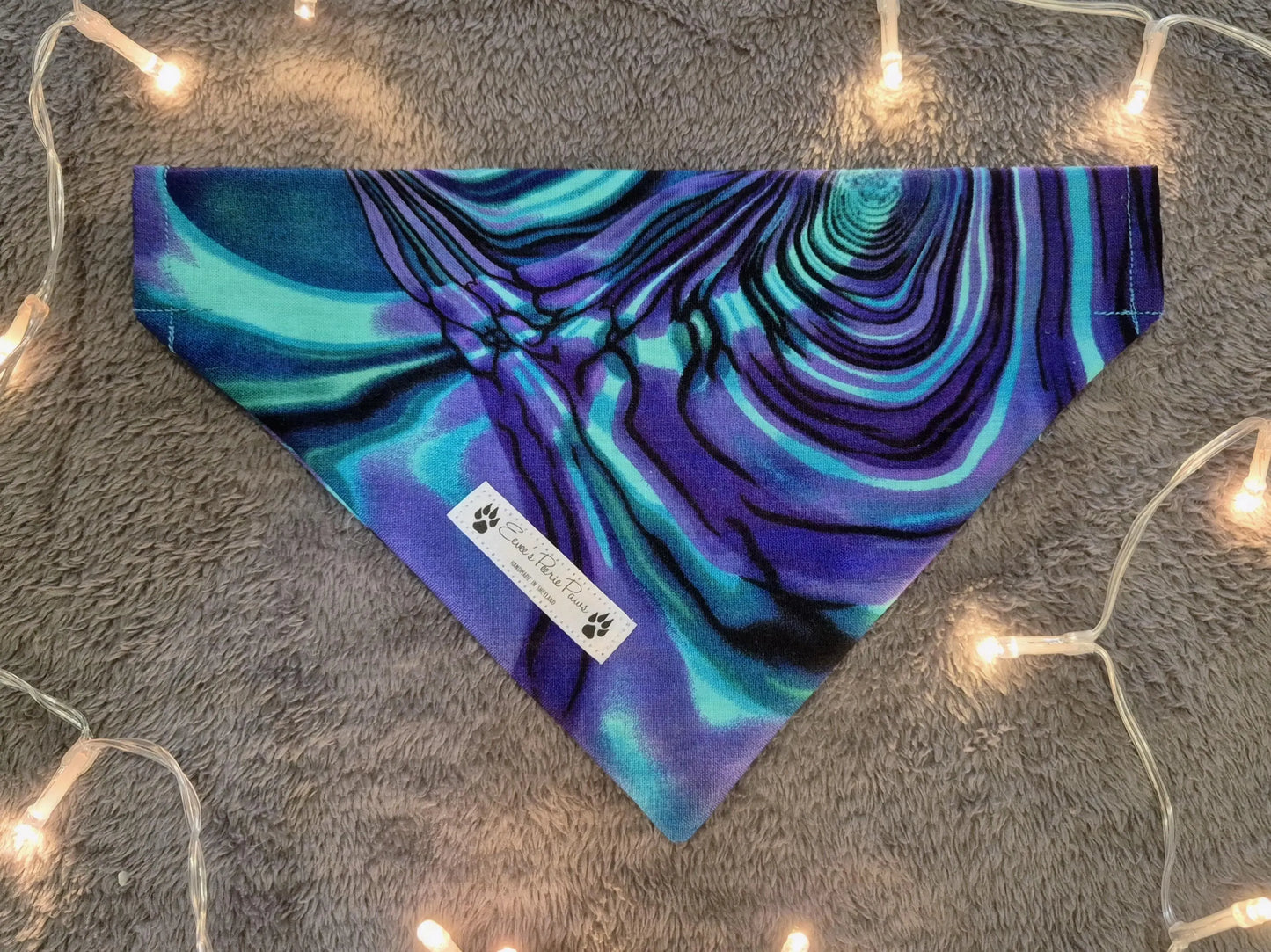 Blue and Purple Marbled Design Over The Collar Pet Bandana