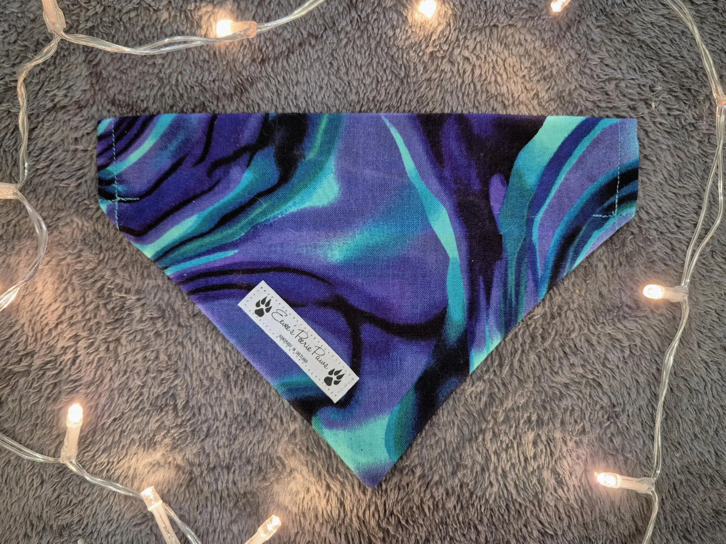 Blue and Purple Marbled Design Over The Collar Pet Bandana