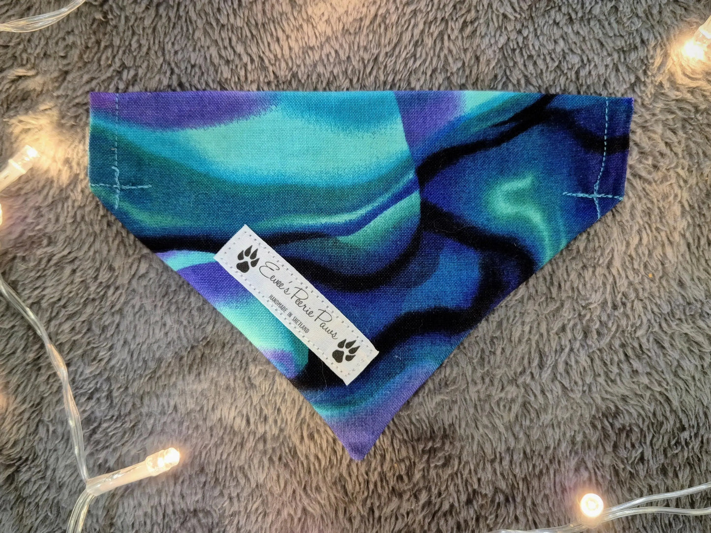 Blue and Purple Marbled Design Over The Collar Pet Bandana