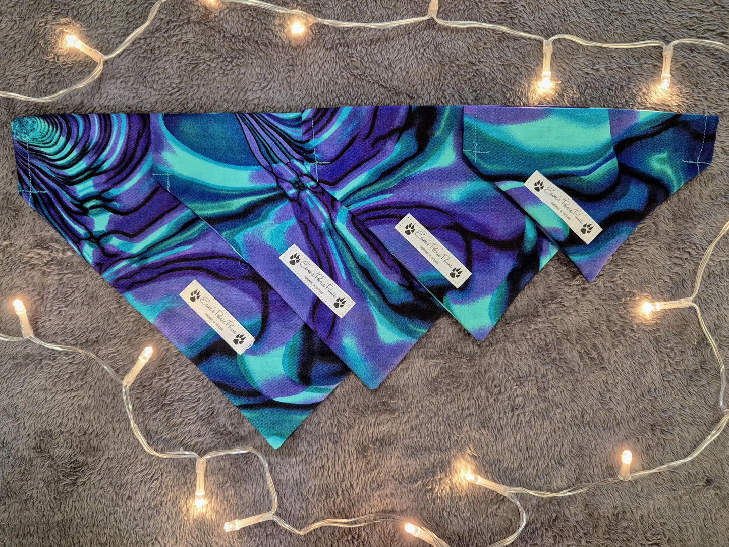 Blue and Purple Marbled Design Over The Collar Pet Bandana