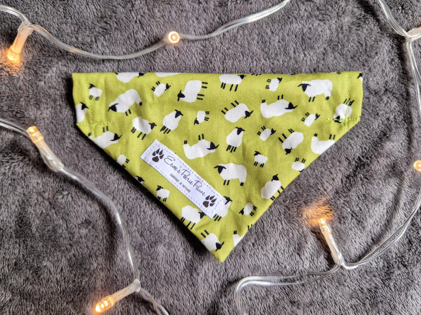 White Sheep on Green Field Design Over The Collar Pet Bandana