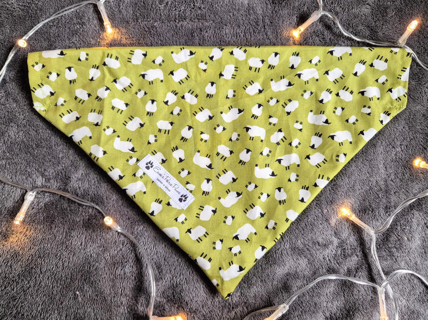 White Sheep on Green Field Design Over The Collar Pet Bandana