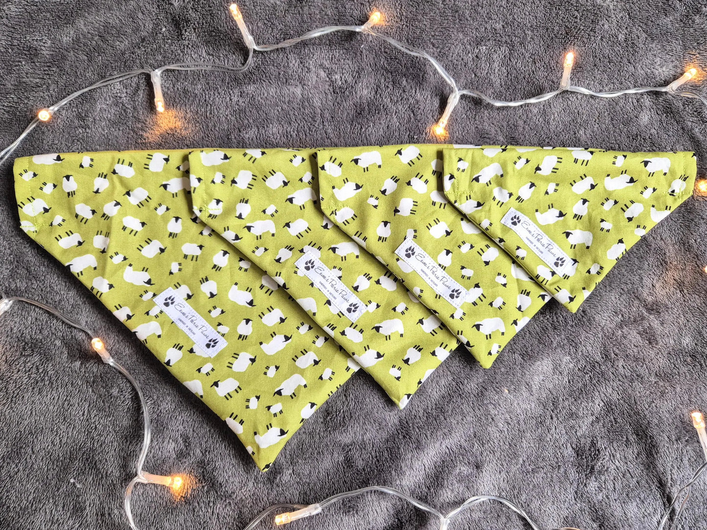 White Sheep on Green Field Design Over The Collar Pet Bandana