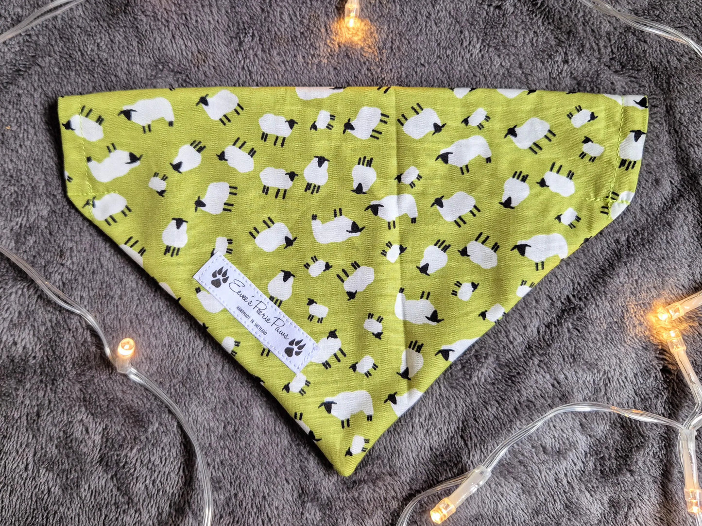White Sheep on Green Field Design Over The Collar Pet Bandana