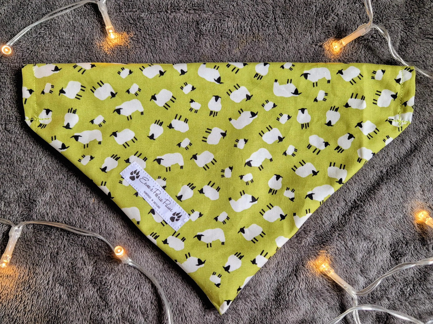 White Sheep on Green Field Design Over The Collar Pet Bandana