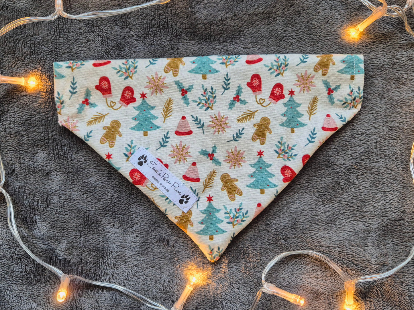 White Christmas Design Over The Collar Pet Bandana