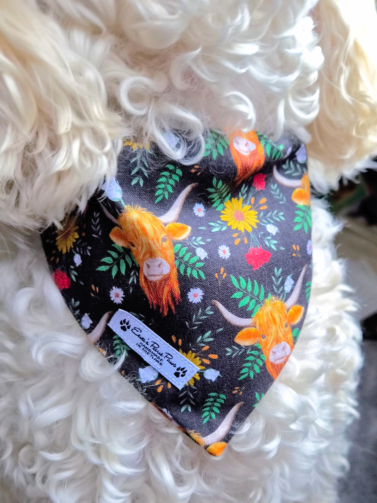 Highland Cows Design Over The Collar Pet Bandana