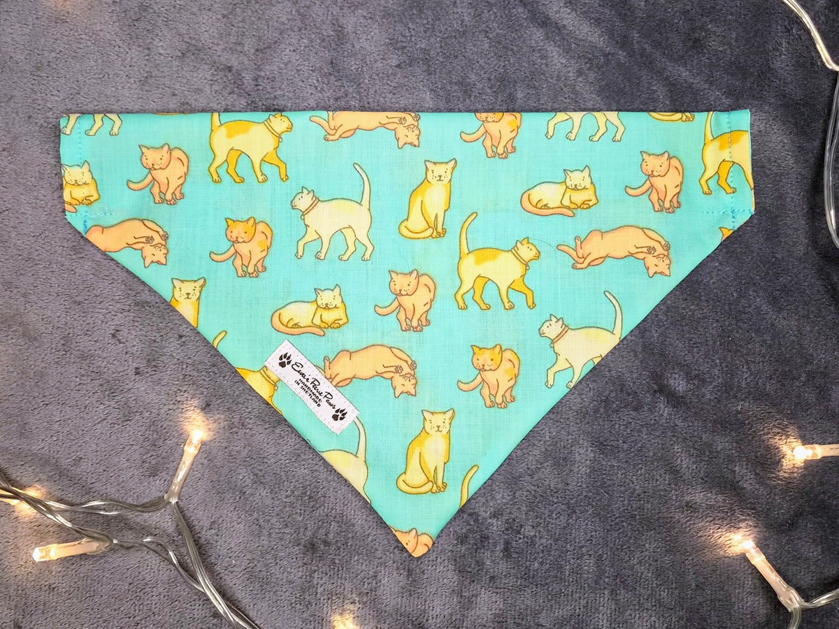 Aqua Cats Design Over The Collar Pet Bandana