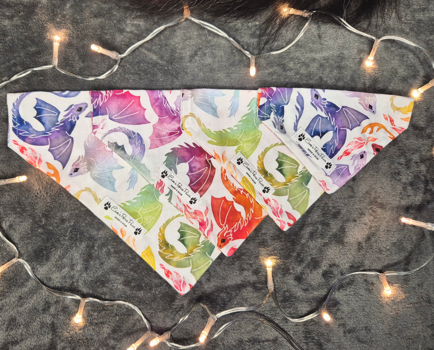Watercolour Dragons Design Over The Collar Pet Bandana