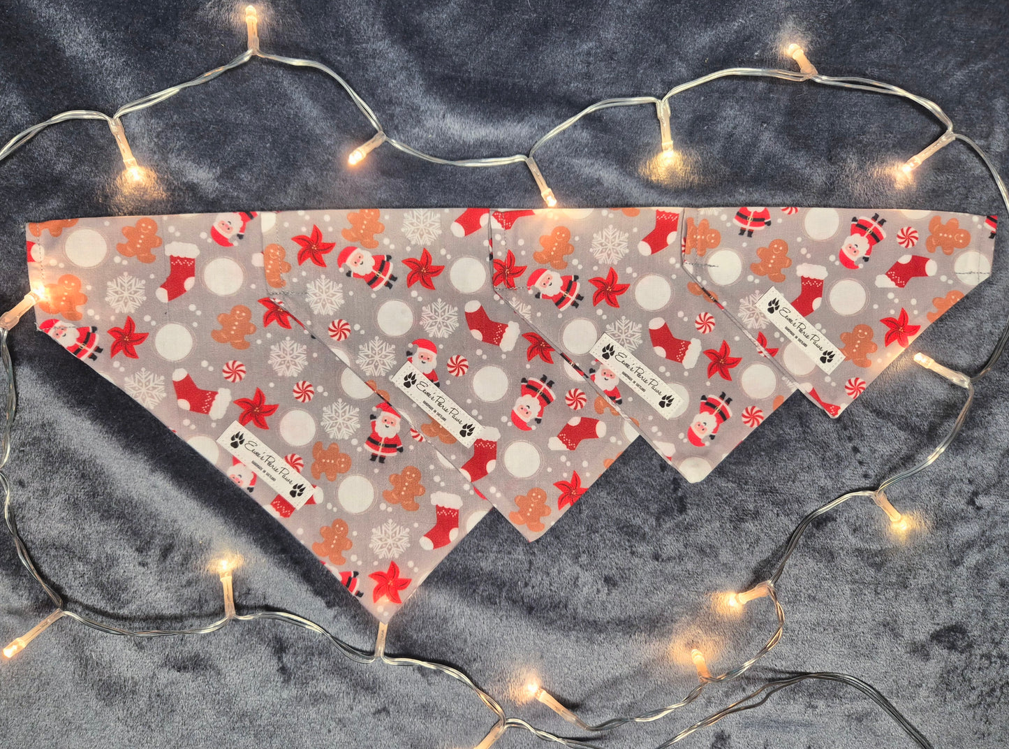 Santa & Gingerbread Christmas Design Over The Collar Pet Bandana