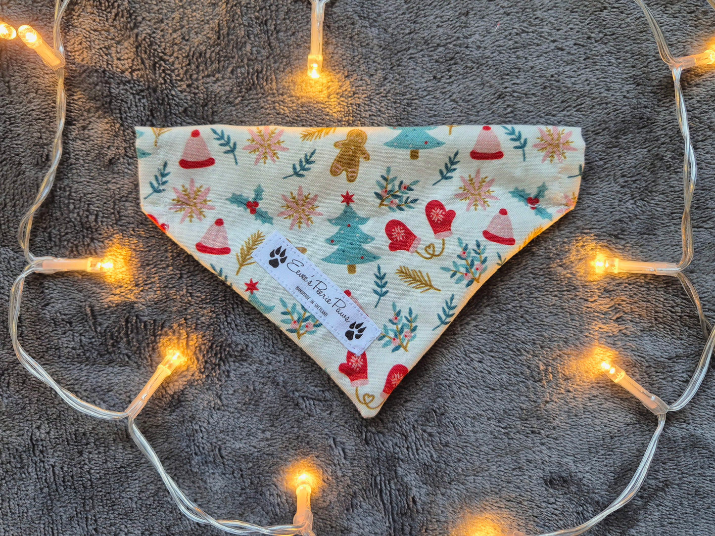 White Christmas Design Over The Collar Pet Bandana