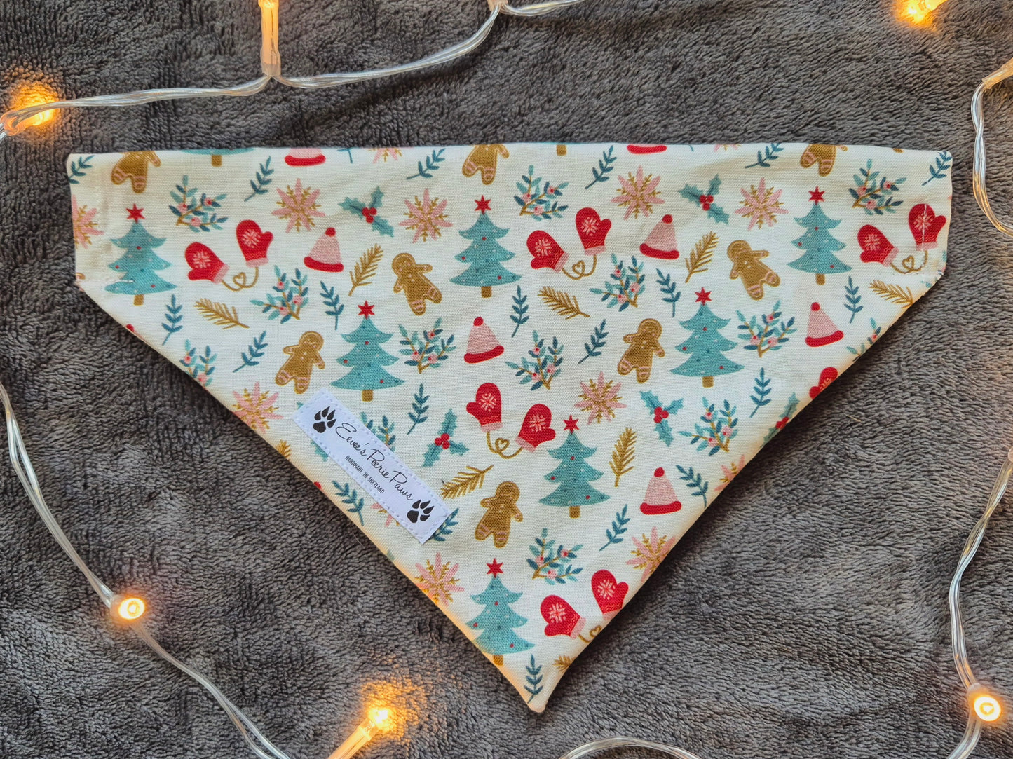 White Christmas Design Over The Collar Pet Bandana