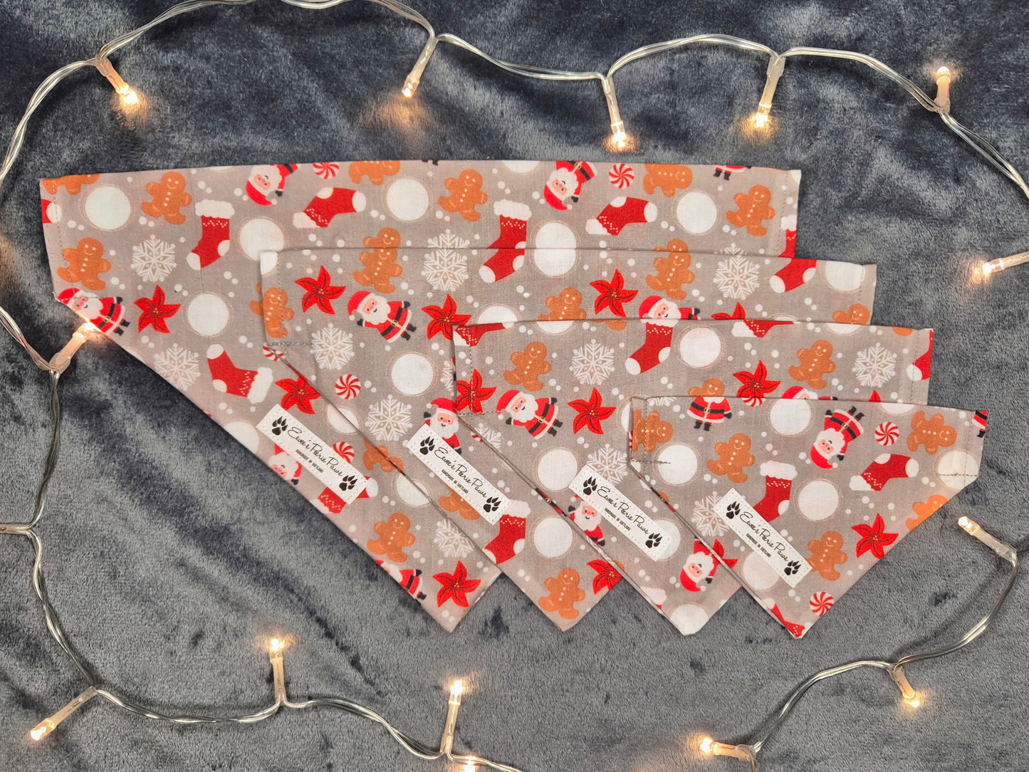 Santa & Gingerbread Christmas Design Over The Collar Pet Bandana