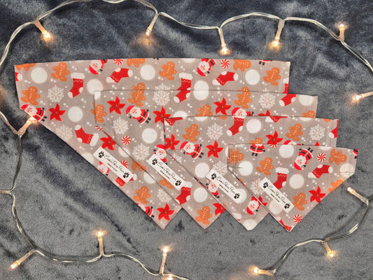Santa & Gingerbread Christmas Design Over The Collar Pet Bandana