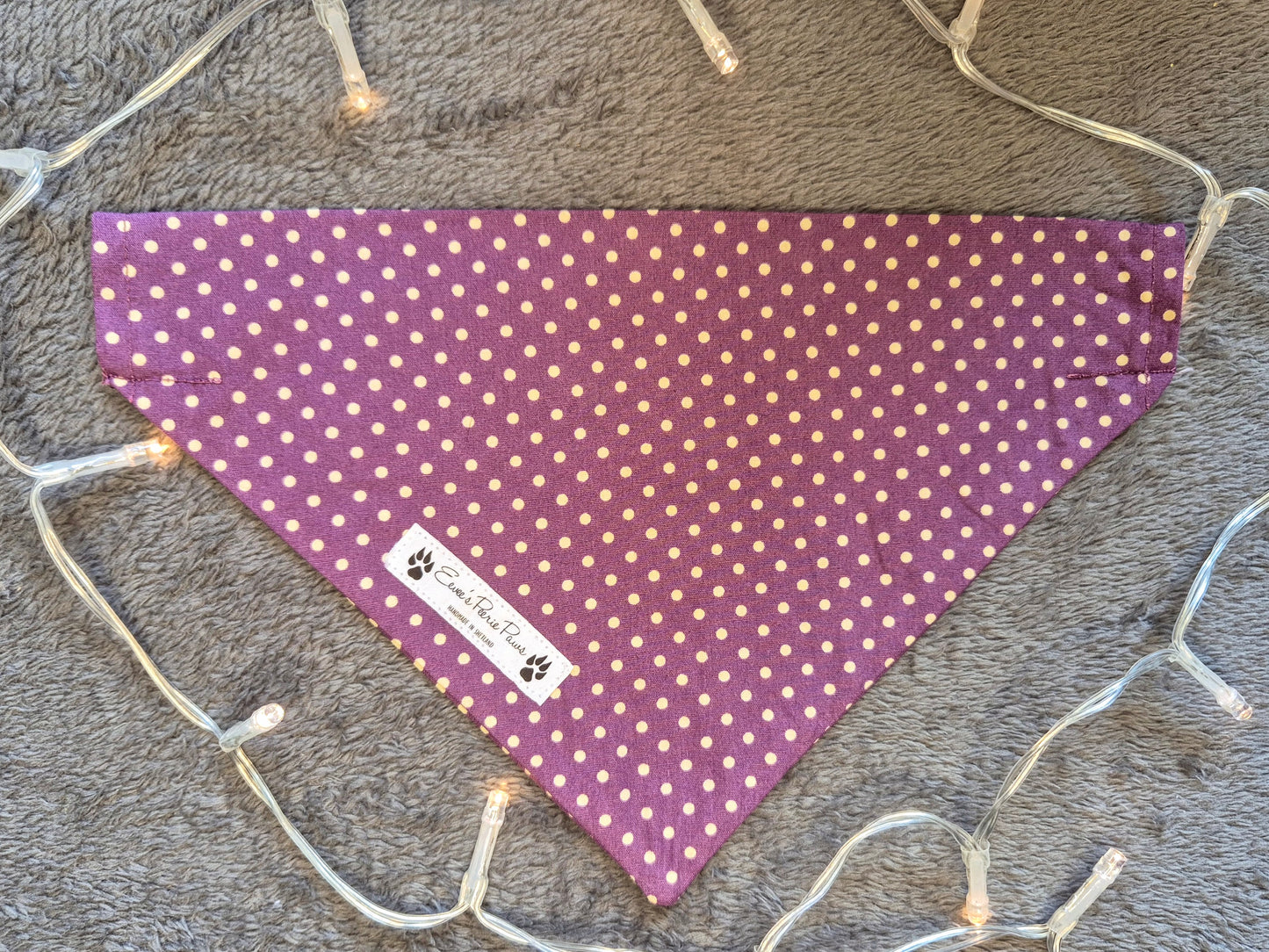 Purple Mauve and Cream Dots Design Over The Collar Pet Bandana
