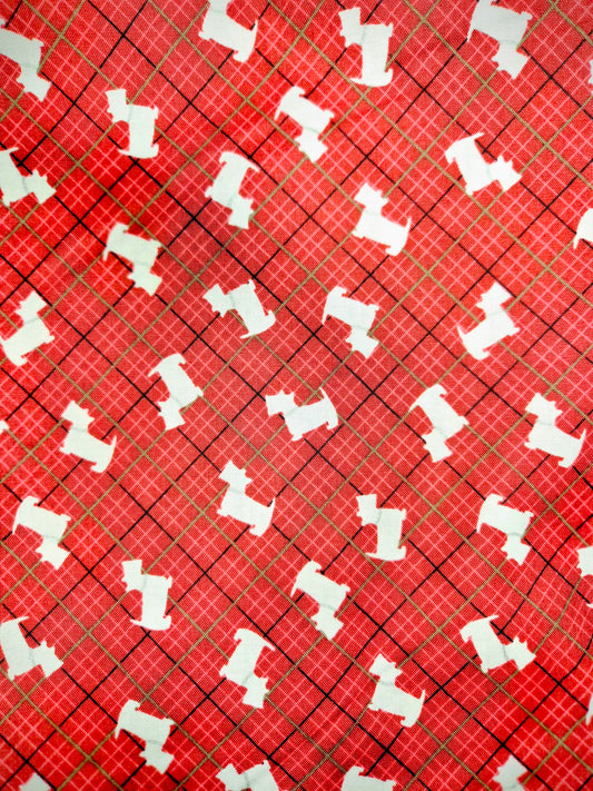 Scotty Dog Red Tartan Design Over The Collar Pet Bandana