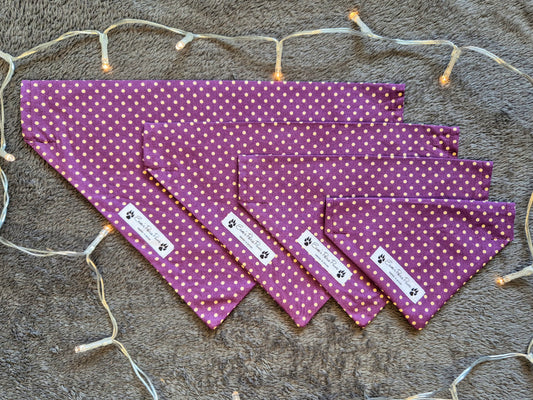 Purple Mauve and Cream Dots Design Over The Collar Pet Bandana