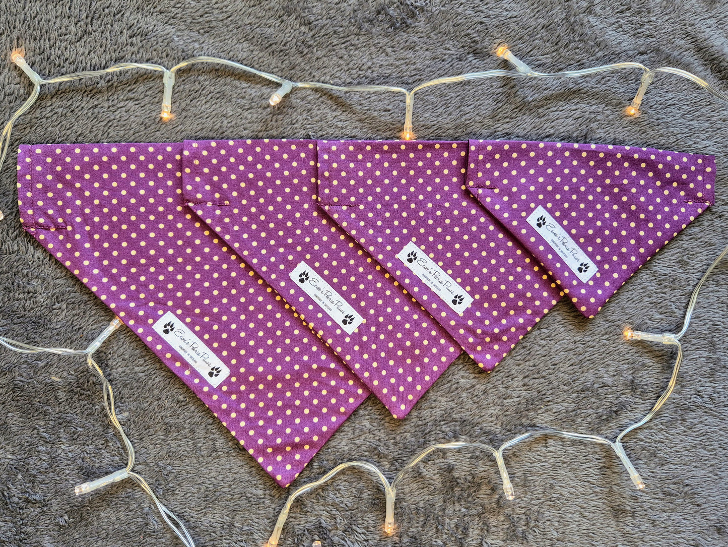Purple Mauve and Cream Dots Design Over The Collar Pet Bandana