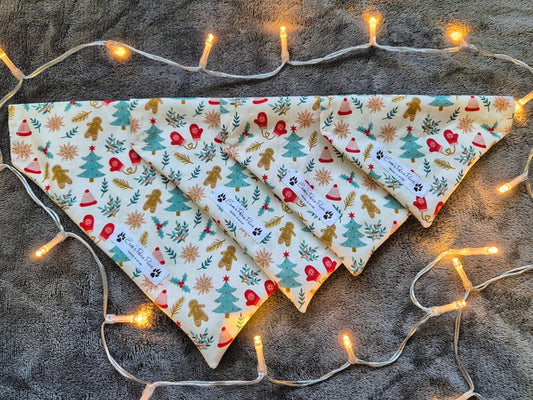 White Christmas Design Over The Collar Pet Bandana