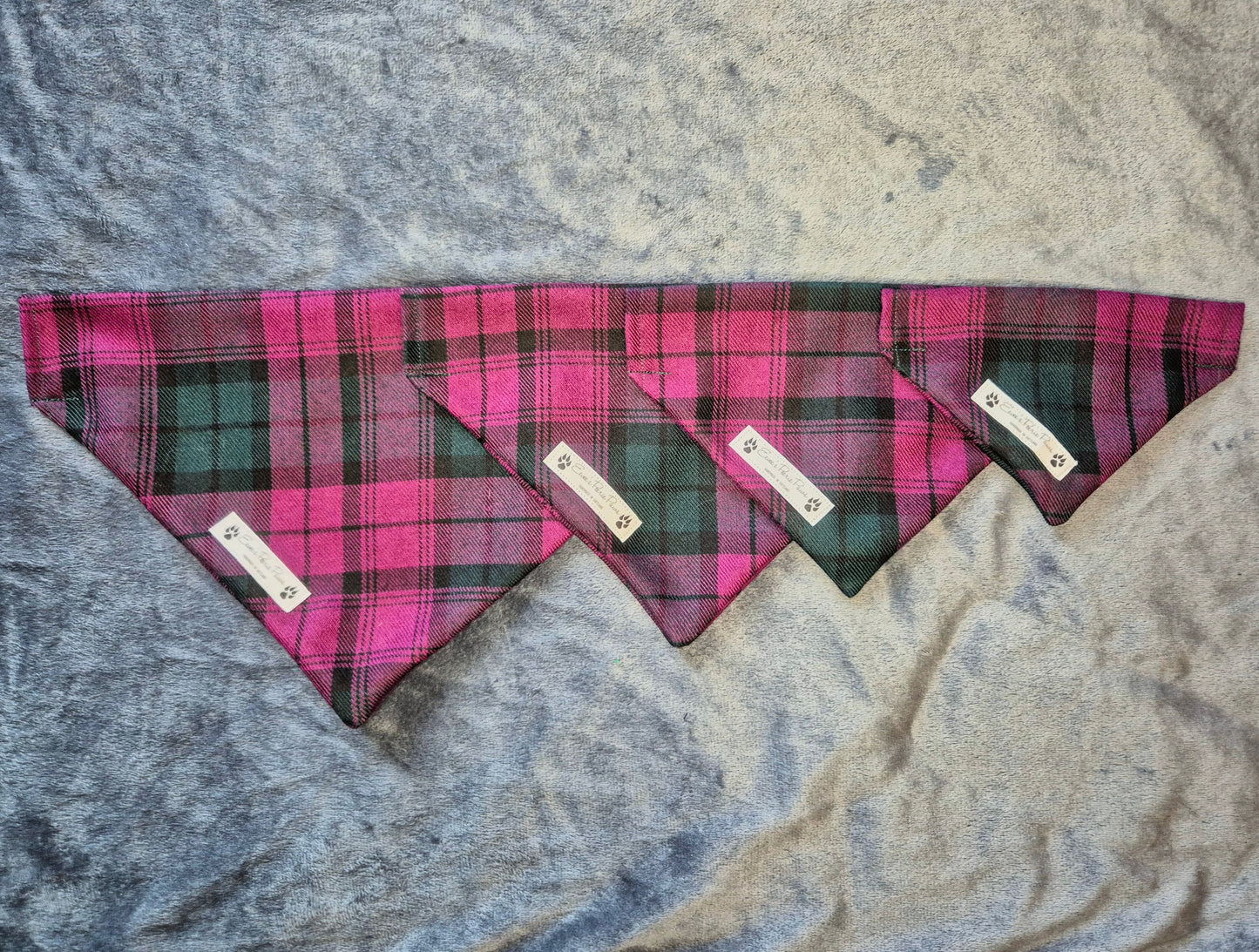 Purple and Green Tartan Design Over The Collar Pet Bandana