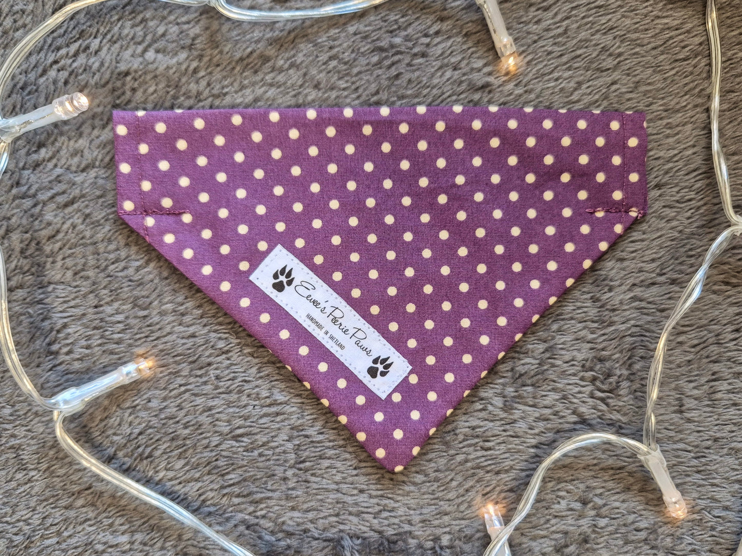 Purple Mauve and Cream Dots Design Over The Collar Pet Bandana